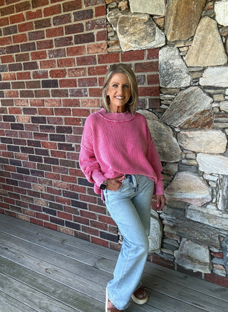 Fuchsia Side Slit Oversized Sweater