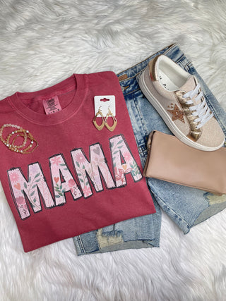 Red Floral Mama Tee