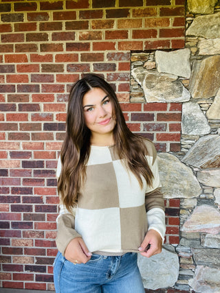 Cookie Crumb Checkered Sweater