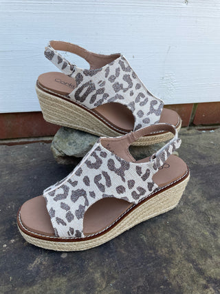 K Bye Tan Sparkle Leopard Wedge