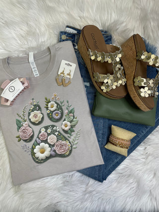 Floral Dog Paw Tee