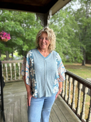 Blue Patchwork Top