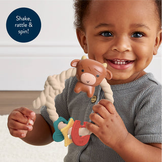 Ritzy Rattle™ Silicone Teether Rattles: Highland Cow