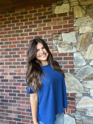 Light Navy Short Sleeve Knit Top