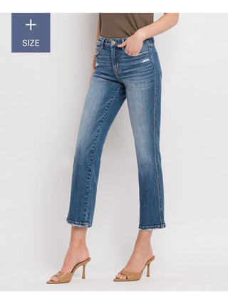 Plus Size High Rise Crop Straight Jeans