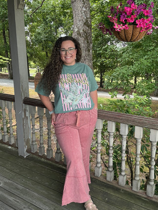 Rose Exposed Seam Flare Pants