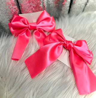 Neon Pink Clip In Bow