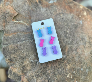 Multi Color Bunny Studs 3 Pack