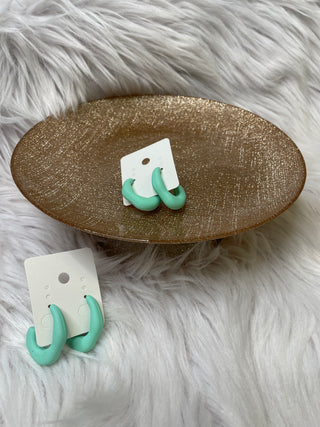 Mint Solid Ridge Hoops