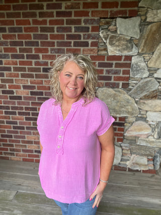 Mauve Gauze Henley Top