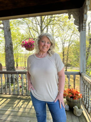 Ash Mocha Washed Ribbed Top