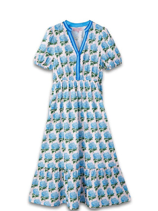 Hydrangea Prim Y-Neck Dress