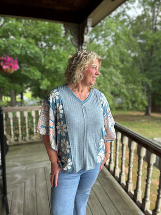 Blue Patchwork Top