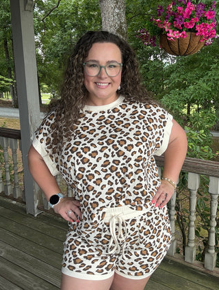 Cream Leopard Lounge Set