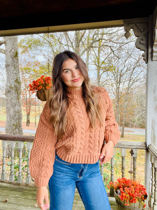 Camel Cable Knit Sweater