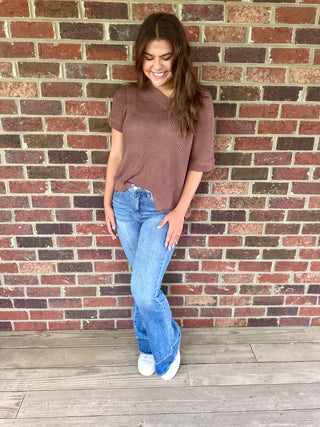 Mocha Dolman Sleeve Sweater Top