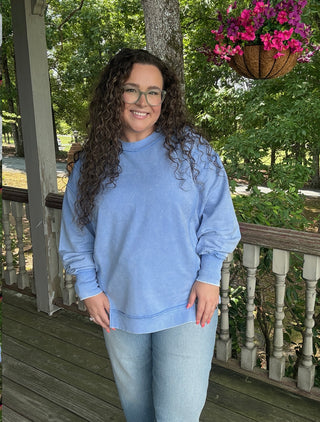 Cornflower Blue Exposed Seam Sweatshirt