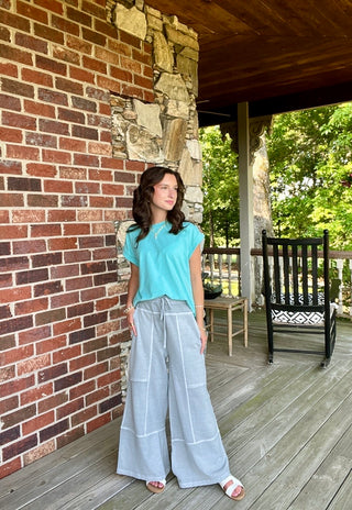 Turquoise Round Neck Tee