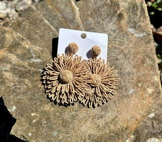 Brown Summer Flower Earrings