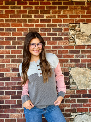 Charcoal Color Block Front Top