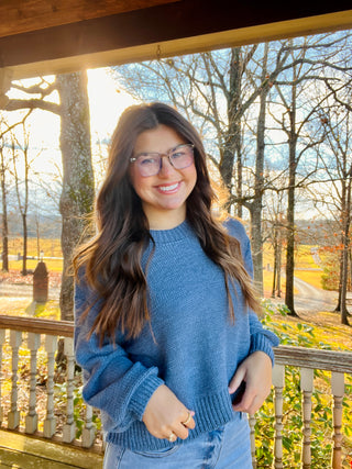 Dusty Blue Oversized baloon sleeve sweater