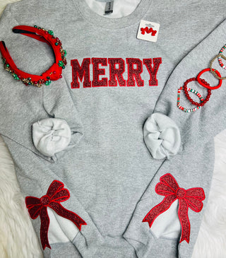 Merry Bow Slit Crewneck