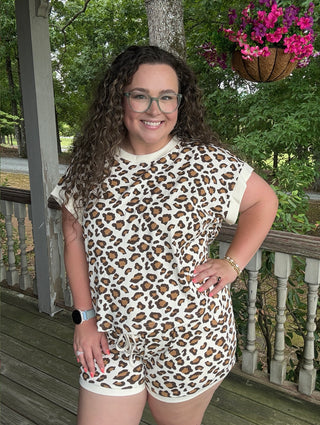 Cream Leopard Lounge Set