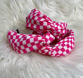 Hot Pink Checkered Headband