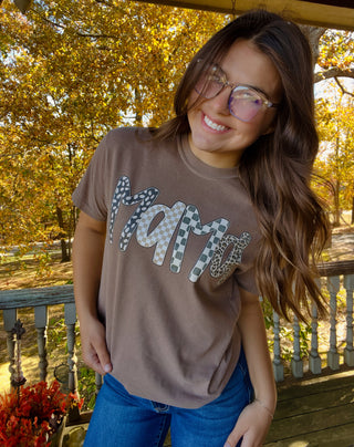 Brown Multi Print Mama Tee