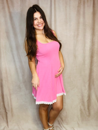 Pink Corded Tank Dress