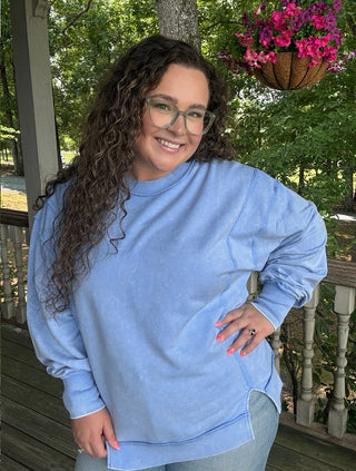 Cornflower Blue Exposed Seam Sweatshirt