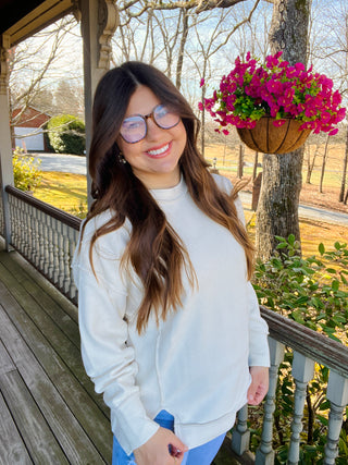 Beige Ribbed Pullover