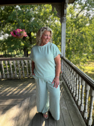 Green Stripe Top & Pants Set