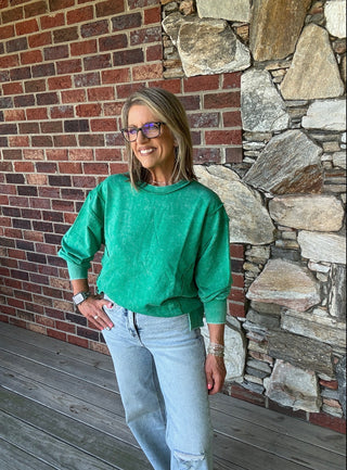 Green Exposed Seam Sweatshirt