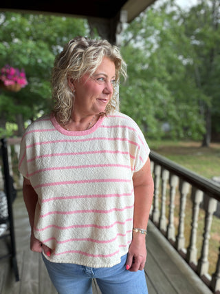 Pink Stripe Sweater Top