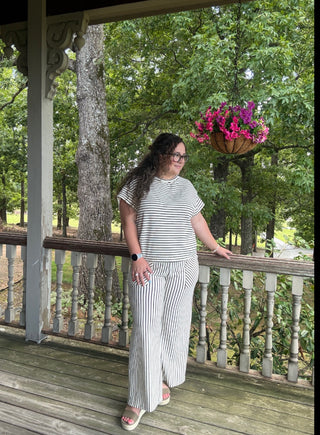 Ivory Stripe Top & Pants Set