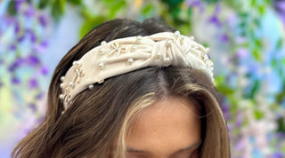 Cream Bow Charm Headband