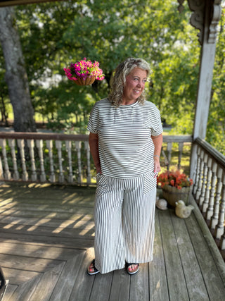 Ivory Stripe Top & Pants Set
