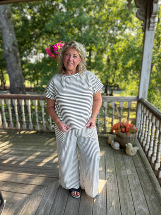 Ivory Stripe Top & Pants Set