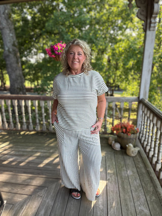 Ivory Stripe Top & Pants Set
