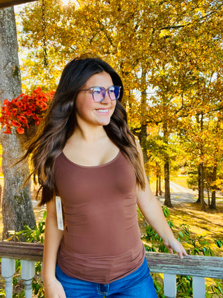 Coffee Lady's V or U Neckline Reversible Seamless Tank