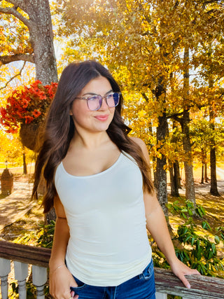 Ivory Lady's V or U Neckline Reversible Seamless Tank