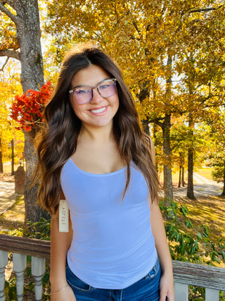 White Lady's V or U Neckline Reversible Seamless Tank