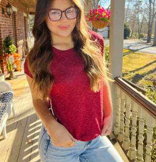 Sangria Loose Fit Sleeveless Ribbed Knit Crew Neck Top