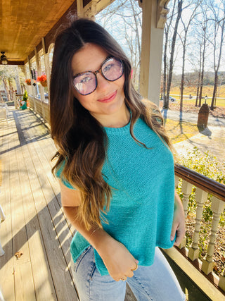 Turquoise Oversized Sweater Vest