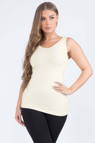 Ivory Lady's V or U Neckline Reversible Seamless Tank