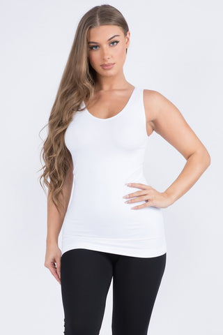 White Lady's V or U Neckline Reversible Seamless Tank