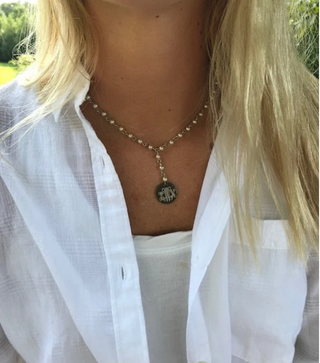 Sarah's necklace, pearls, engraved, graduation, bridesmaid, wedding, acid washed disc (4mm Sarah's Necklace)