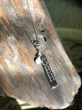 30' Engraved Silver Bar Necklace-Monogram Necklace-Bar Necklace-Personalized Necklace-