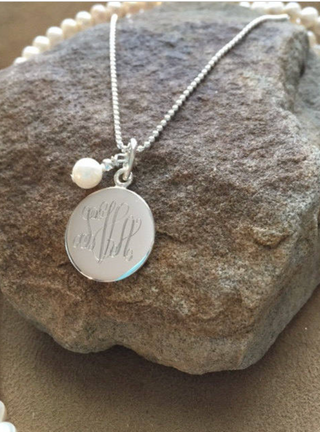 20" Monogram Silver Necklace-Simple Silver Necklace-Personalized Necklace